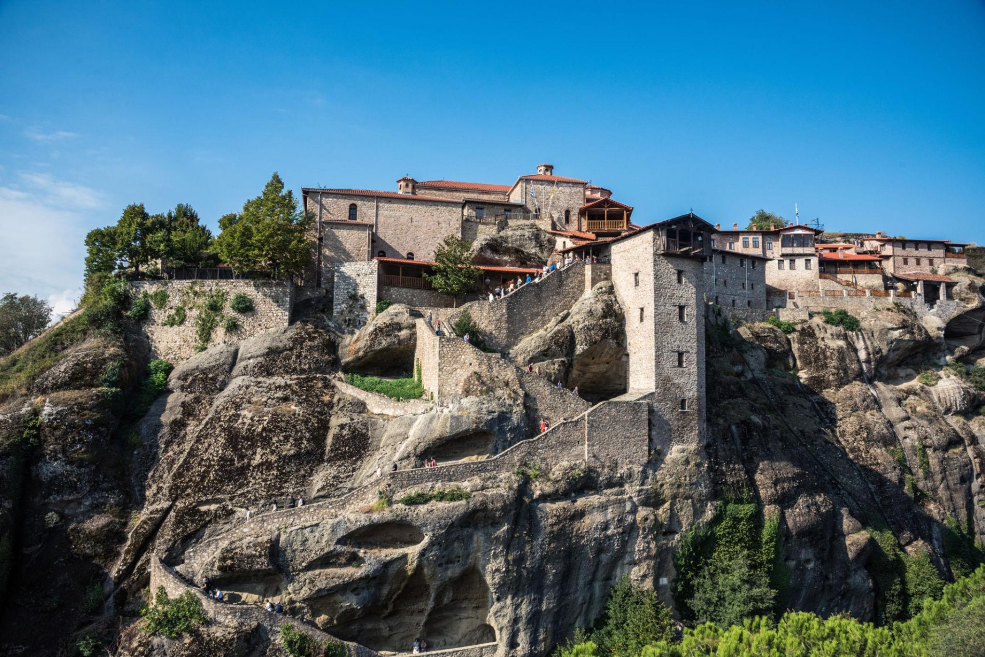 Meteora monastery atop dramatic cliffs