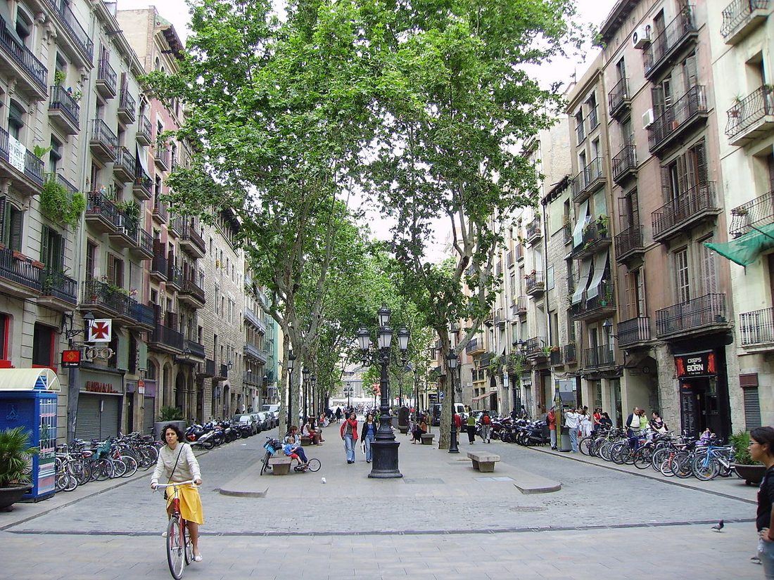 Passeig del Born, paseo arbolado del barrio de El Born en Barcelona